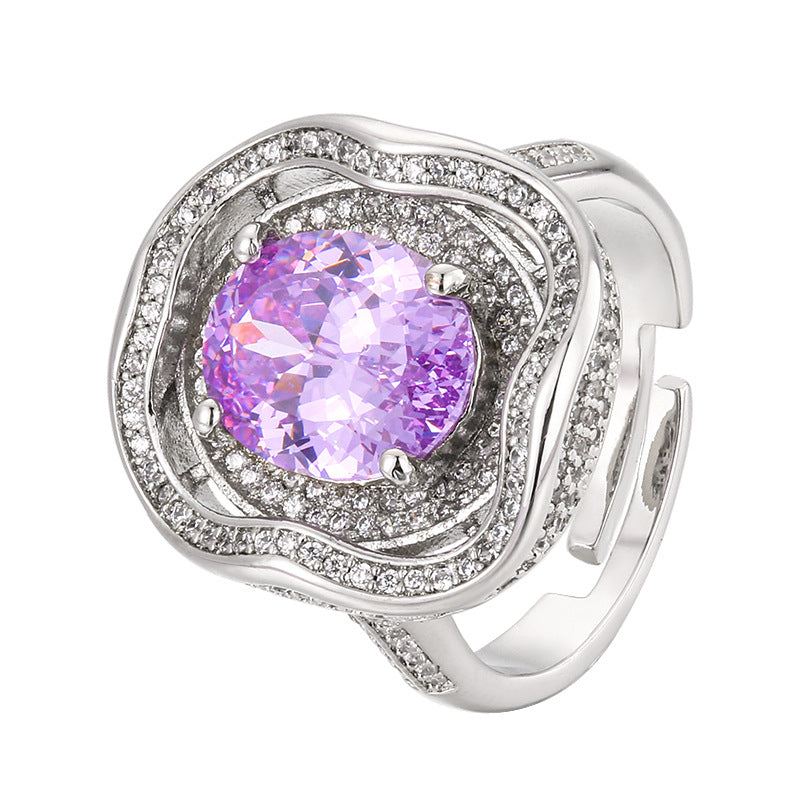 Cushion Silver Pink Purple Yellow Solitaire CZ Anti Tarnish Ring Bulk