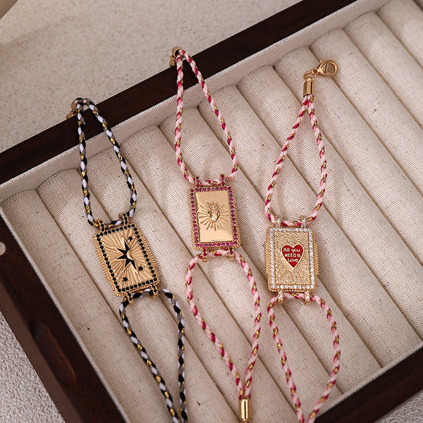 Heart Moon Enamel Gold Threads Anti Tarnish Threads Bracelet Bulk Secondary image