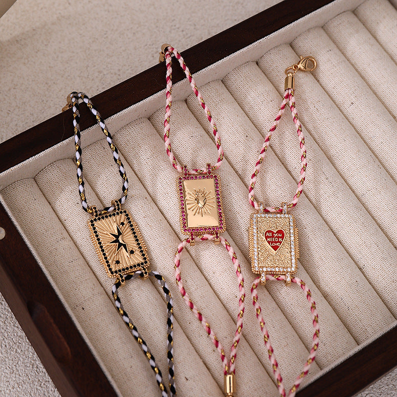 Heart Moon Enamel Gold Threads Anti Tarnish Threads Bracelet Bulk
