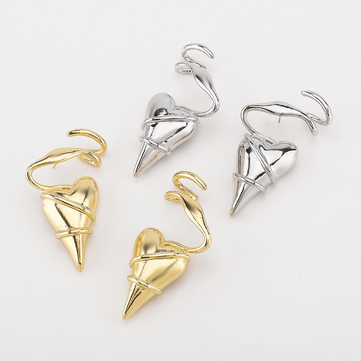 Heart Wrap Style Gold Silver Plated Alloy Stud Earrings For Women Bulk Main image