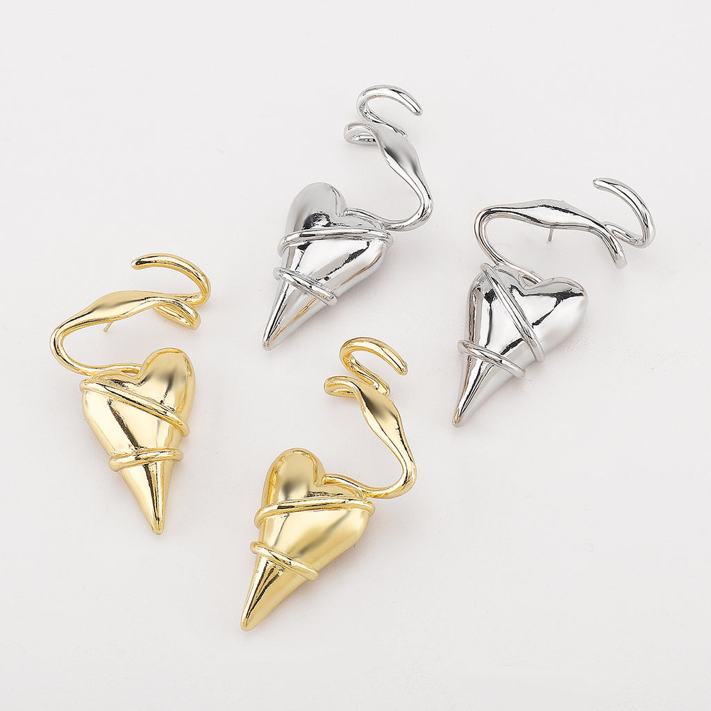 Heart Wrap Style Gold Silver Plated Alloy Stud Earrings For Women Bulk