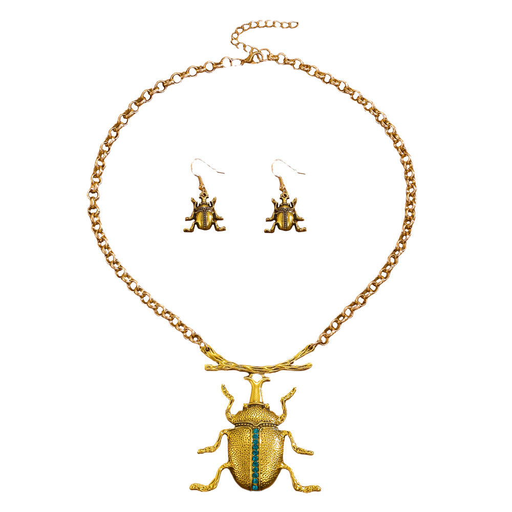 Trendy Insect Beetle Gold Silver Plated CZ Necklace Earring Set Bulk
