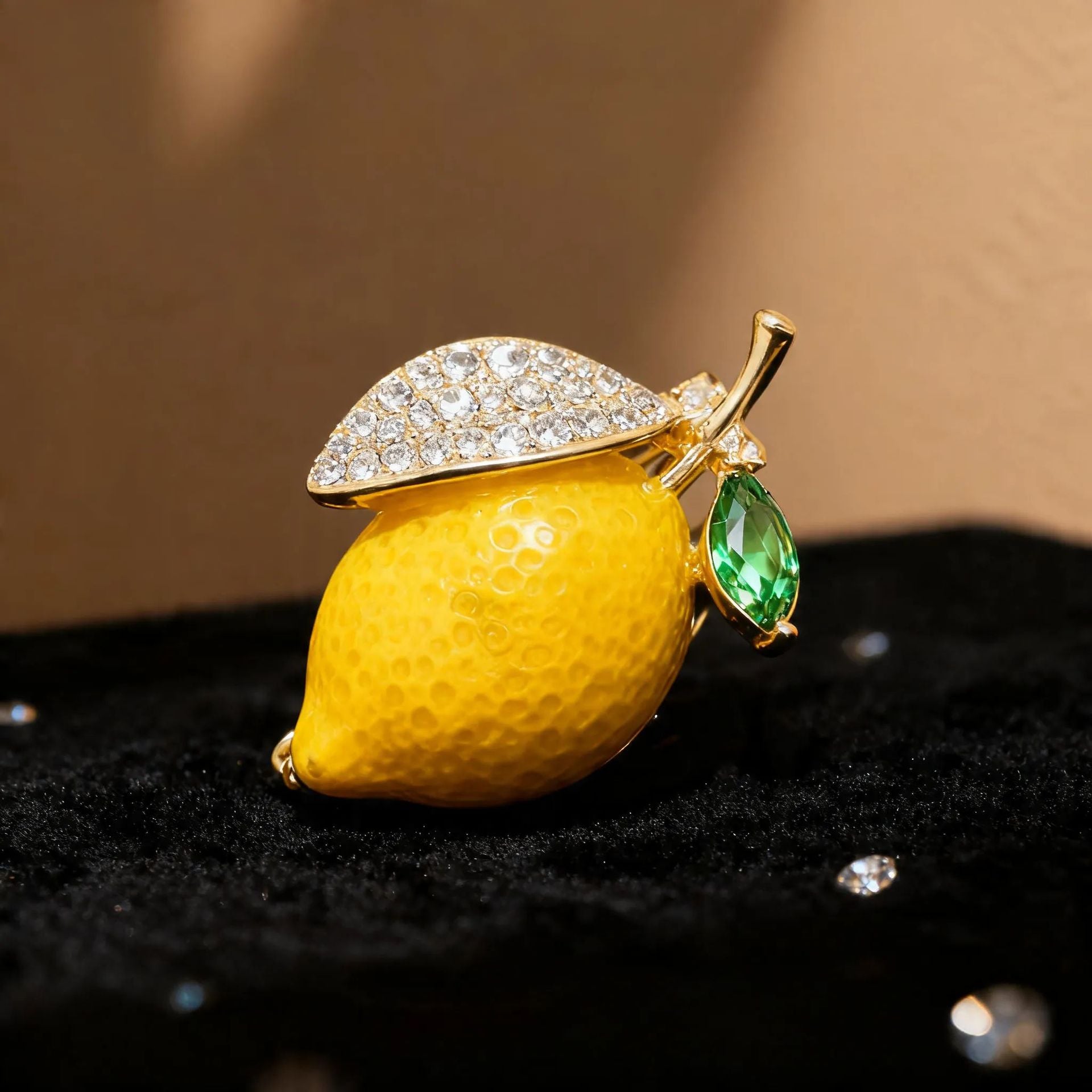 Yellow Lemon Gold Cubic Zirconia Copper Anti Tarnish Brooch Women Bulk Secondary image