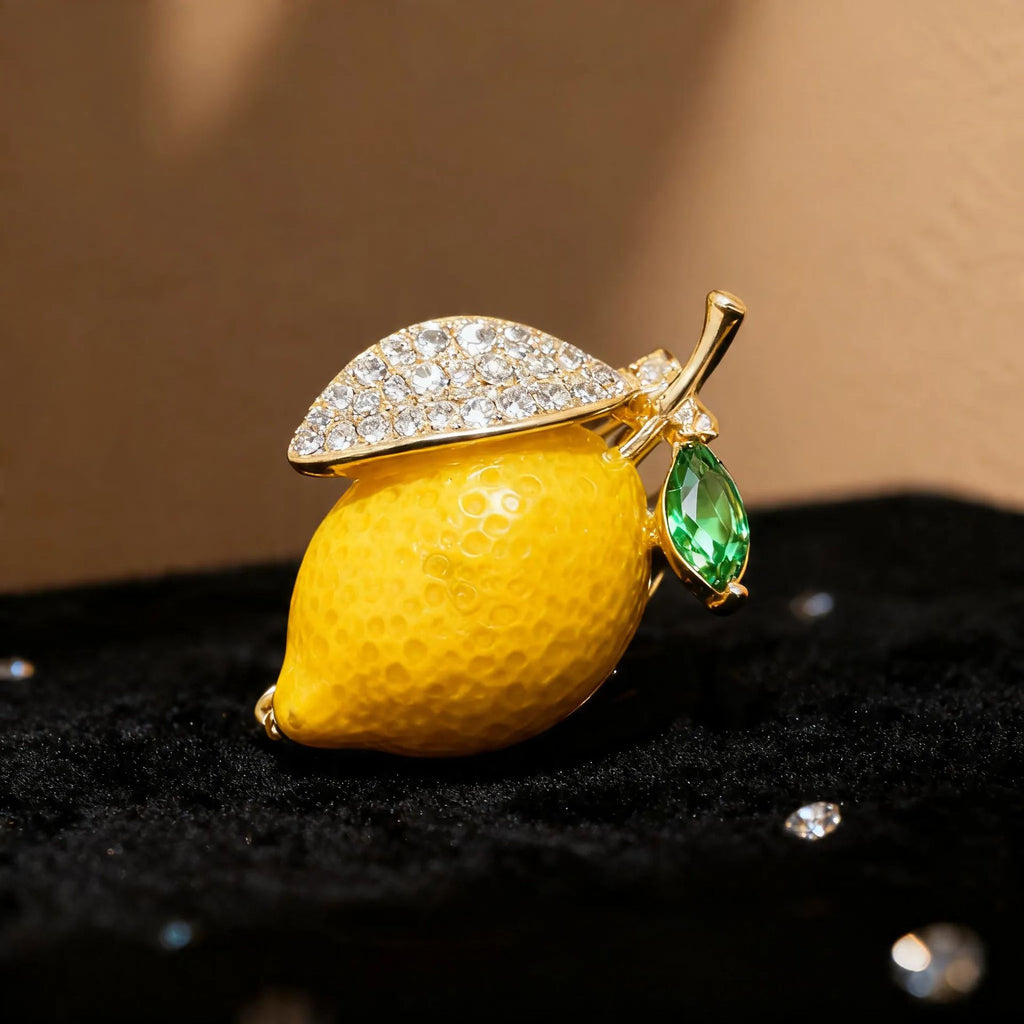 Yellow Lemon Gold Cubic Zirconia Copper Anti Tarnish Brooch Women Bulk