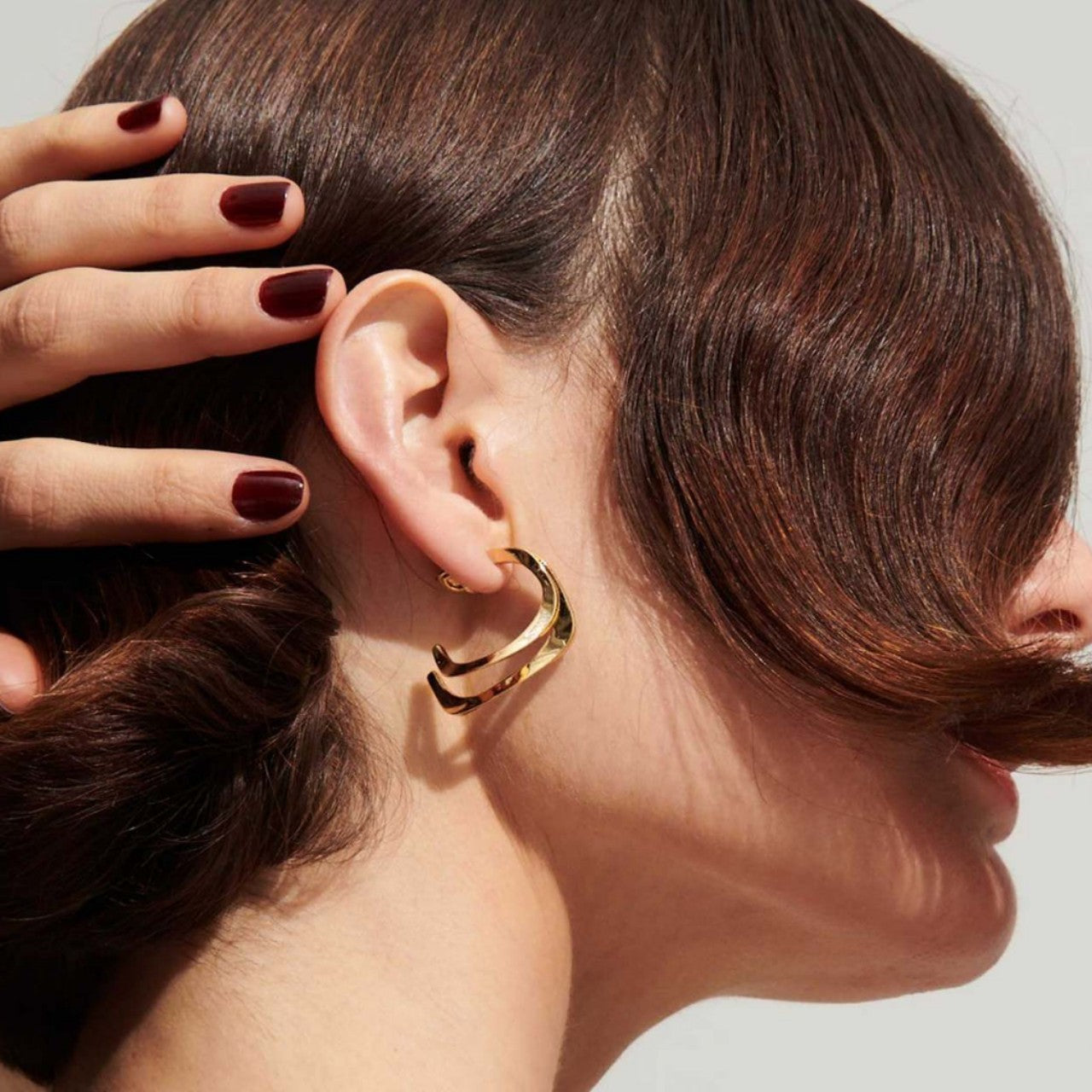 Modern Dual Layer Gold Silver Plated Stainless Steel Hoop Earrings Bulk Main image