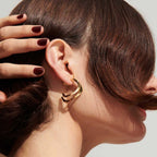 Modern Dual Layer Gold Silver Plated Stainless Steel Hoop Earrings Bulk