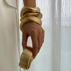 Matte Finish Wave 18K Gold Openable Kada Bracelet Pack Of 4 Women Bulk