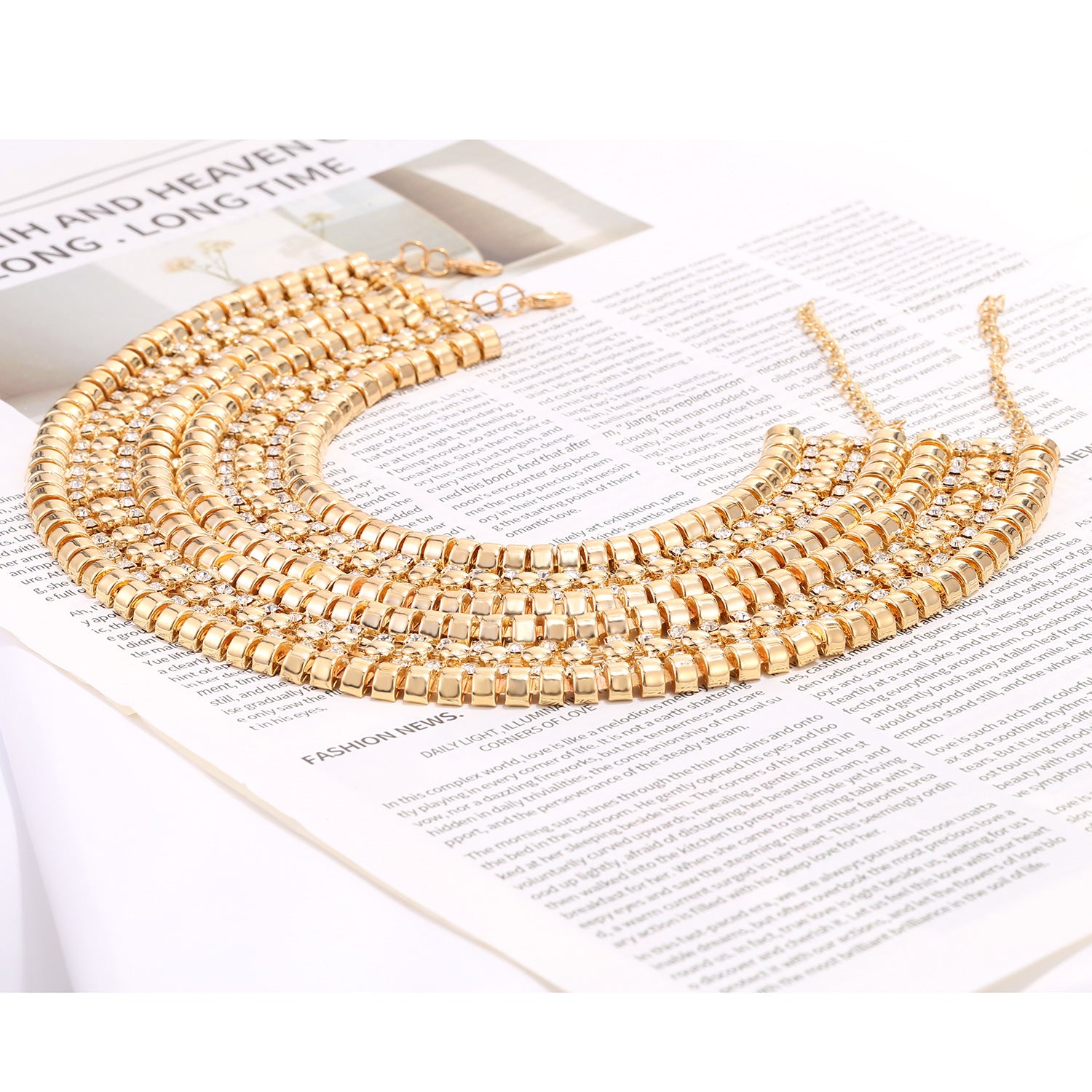 Luxury Multi Layer Gold Silver Plated Crystal Necklace For Women Bulk