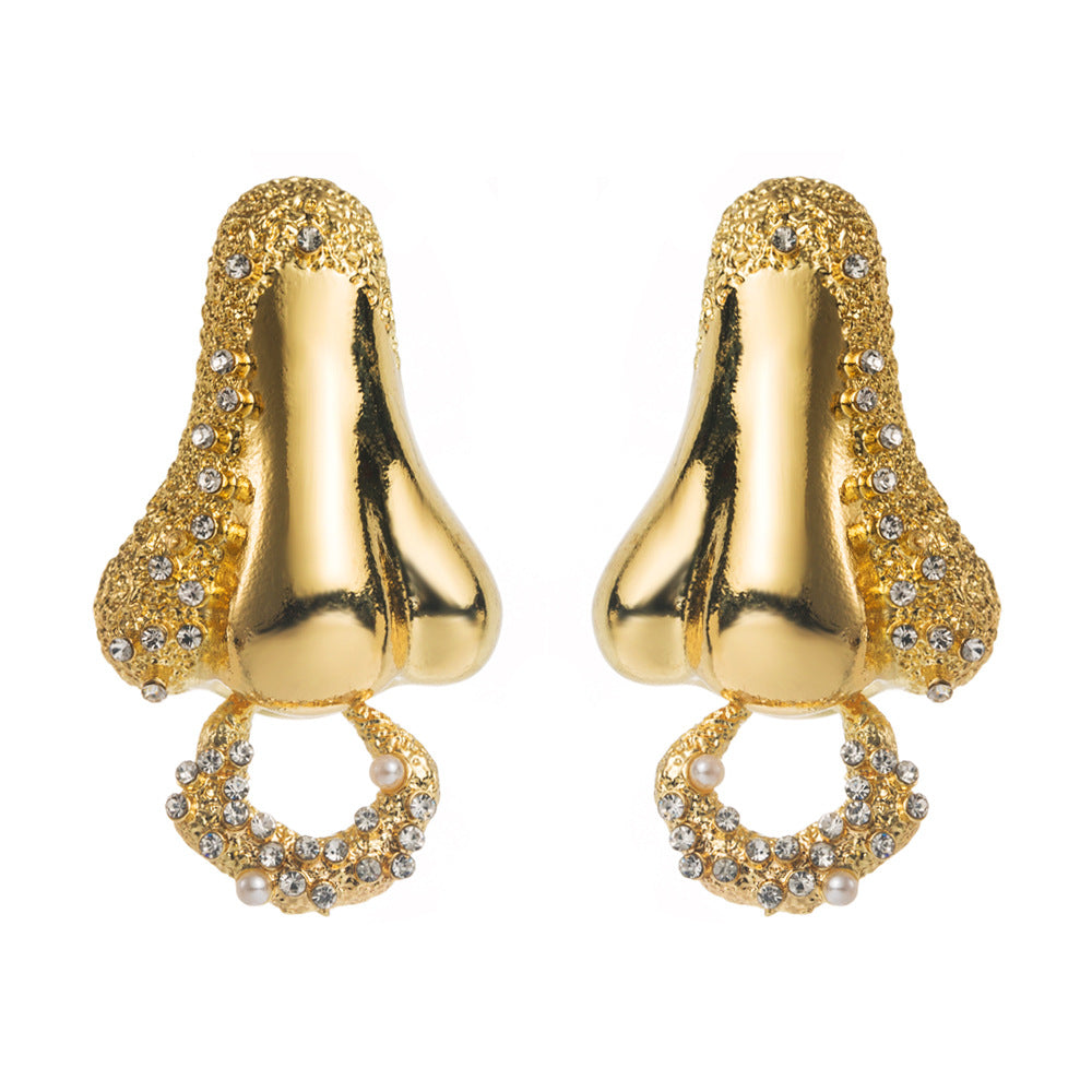 Studded Nose Ring Cubic Zirconia 18K Gold Stud Earring For Women Bulk