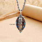 Oval Face Red Green Oxidised Silver Anti Tarnish Pendant Chain Bulk