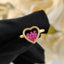 Heart Inside Beads Pink 18K Gold Anti Tarnish Free Size Ring Bulk