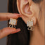 Modern Geometric Clip Style Gold Silver CZ Copper Stud Earrings Bulk