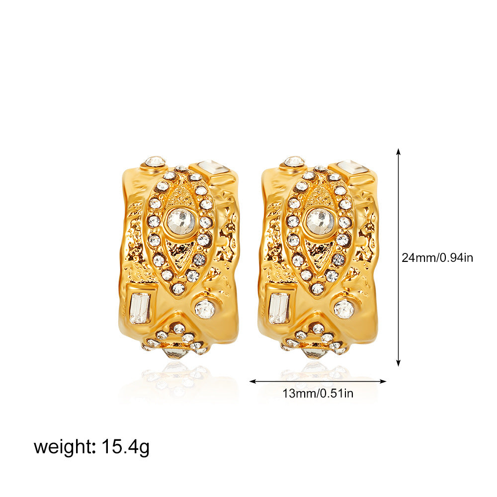 Designer C-Shape Gold Anti Tarnish Stainless Steel Stud Earrings Bulk