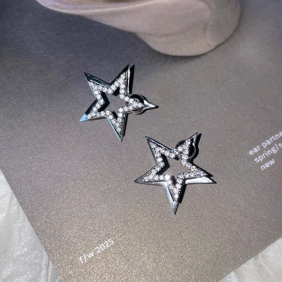 Bulk Double Layer Star Gold Silver Plated Rhinestone Stud Earrings