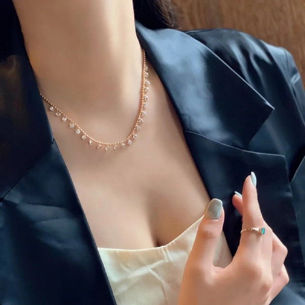 Solitaire 18K Gold Cubic Zirconia Anti Tarnish Necklace Chain Bulk Secondary image