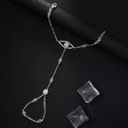 Luxury Evil Eye & Circle Charm Gold CZ Copper Hand Chain Bracelet Bulk