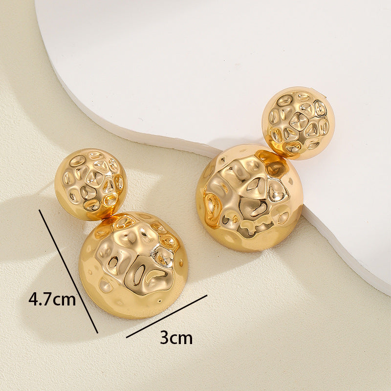 Hammered Beaten Finish 18K Gold Plated Dangler Earring Earrings Bulk