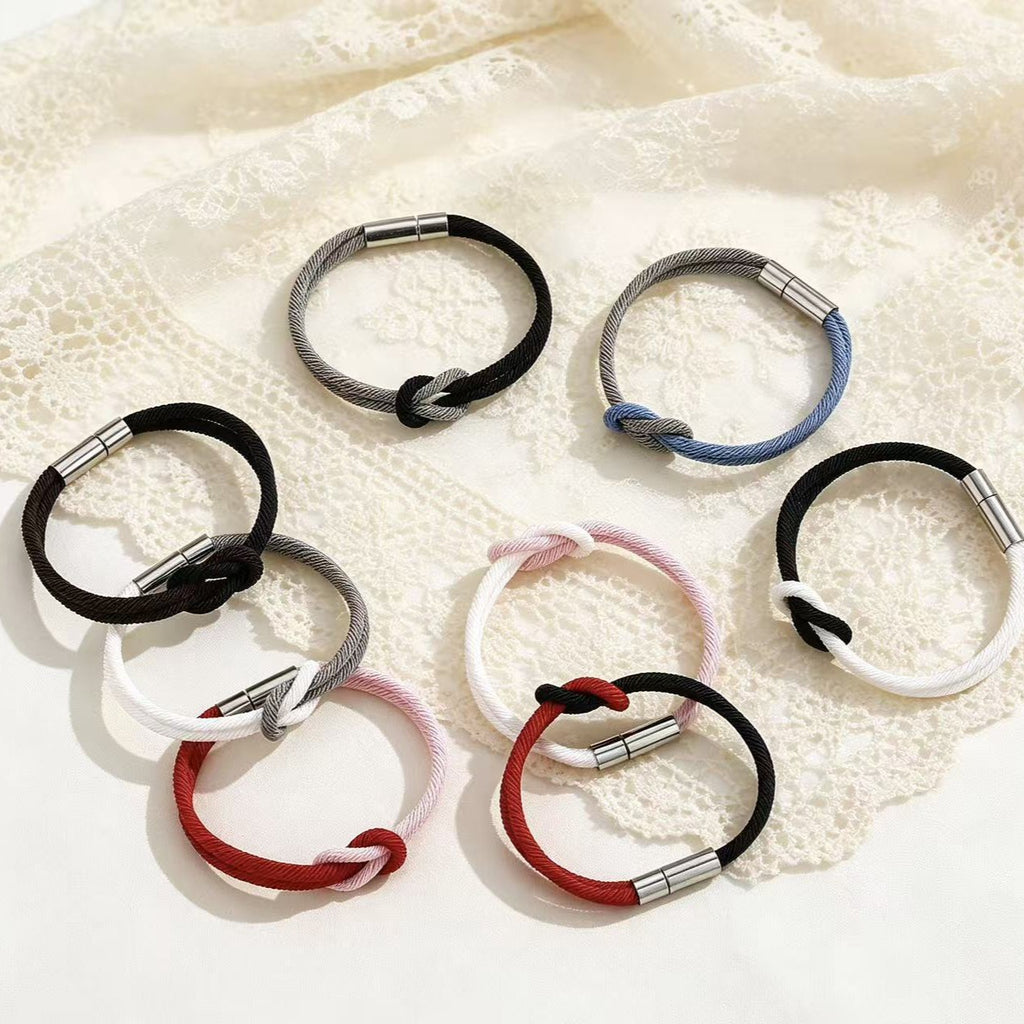 Multi Color Infinity Knot Silver Plain Fabric Bracelet For Women Bulk