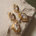 Designer Organic Shape Gold CZ Anti Tarnish Copper Drop Earrings Bulk