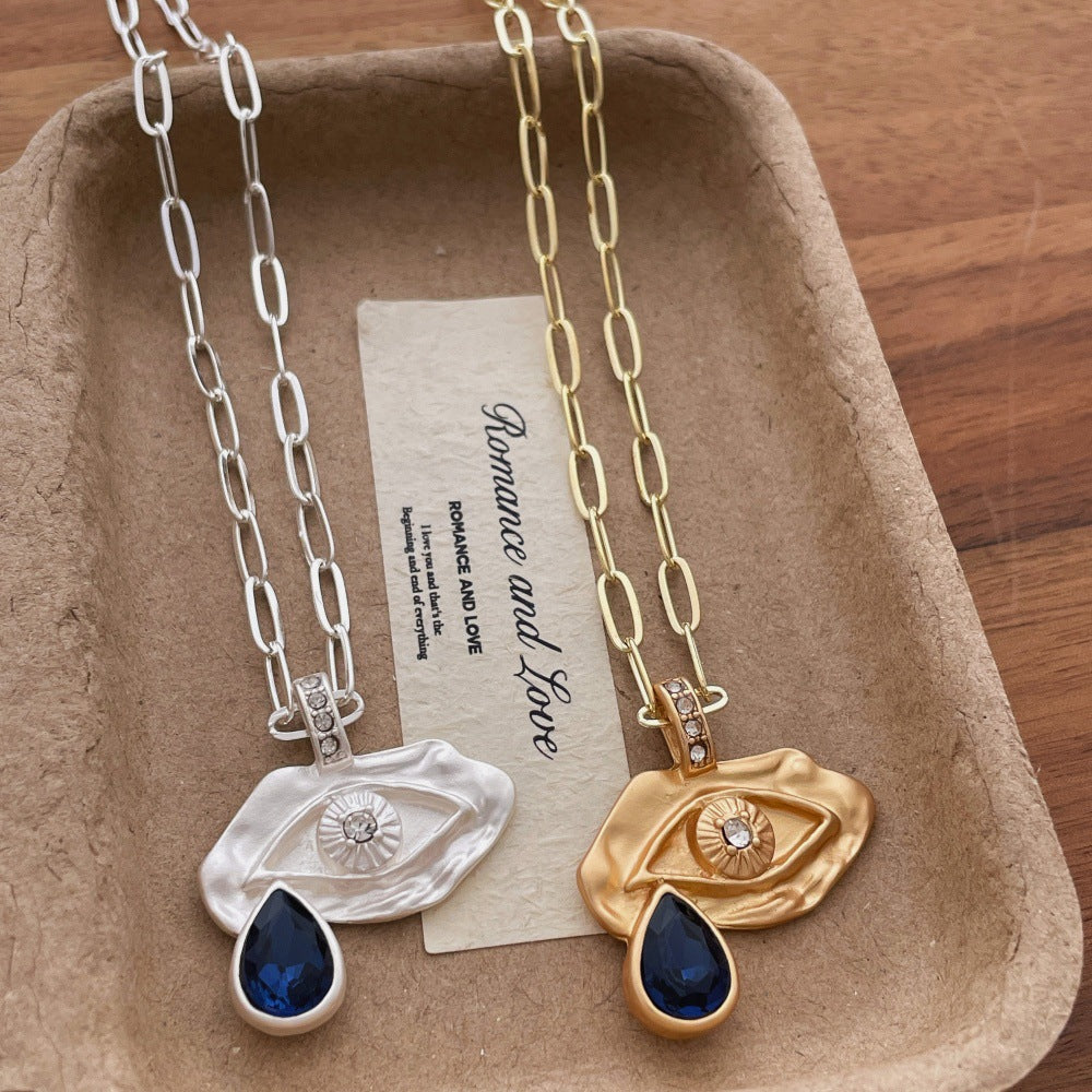 Gold Silver Evil Eye Teardrop Cubic Zirconia Necklace  For Women Bulk