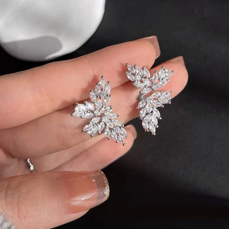 Wholesale Butterfly Silver Plated CZ Anti Tarnish Copper Stud Earrings