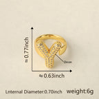 All Initial Letter Alphabets CZ Gold Anti Tarnish Adjustable Ring Bulk