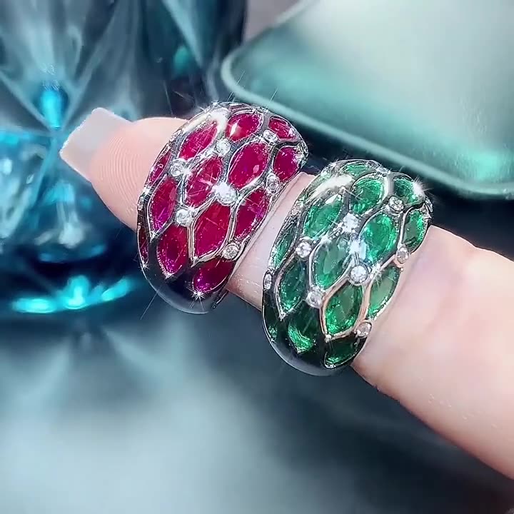 Oval Silver Maroon White Cubic Zirconia Crystal Free Size Ring Bulk