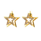 Bulk Double Layer Star Gold Silver Plated Rhinestone Stud Earrings