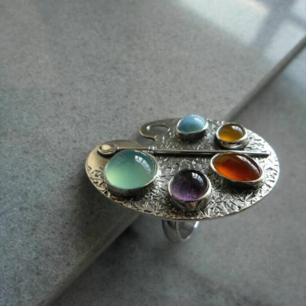 Multicolour Creative Geometric Oxidised Free Size Ring For Women Bulk Main image