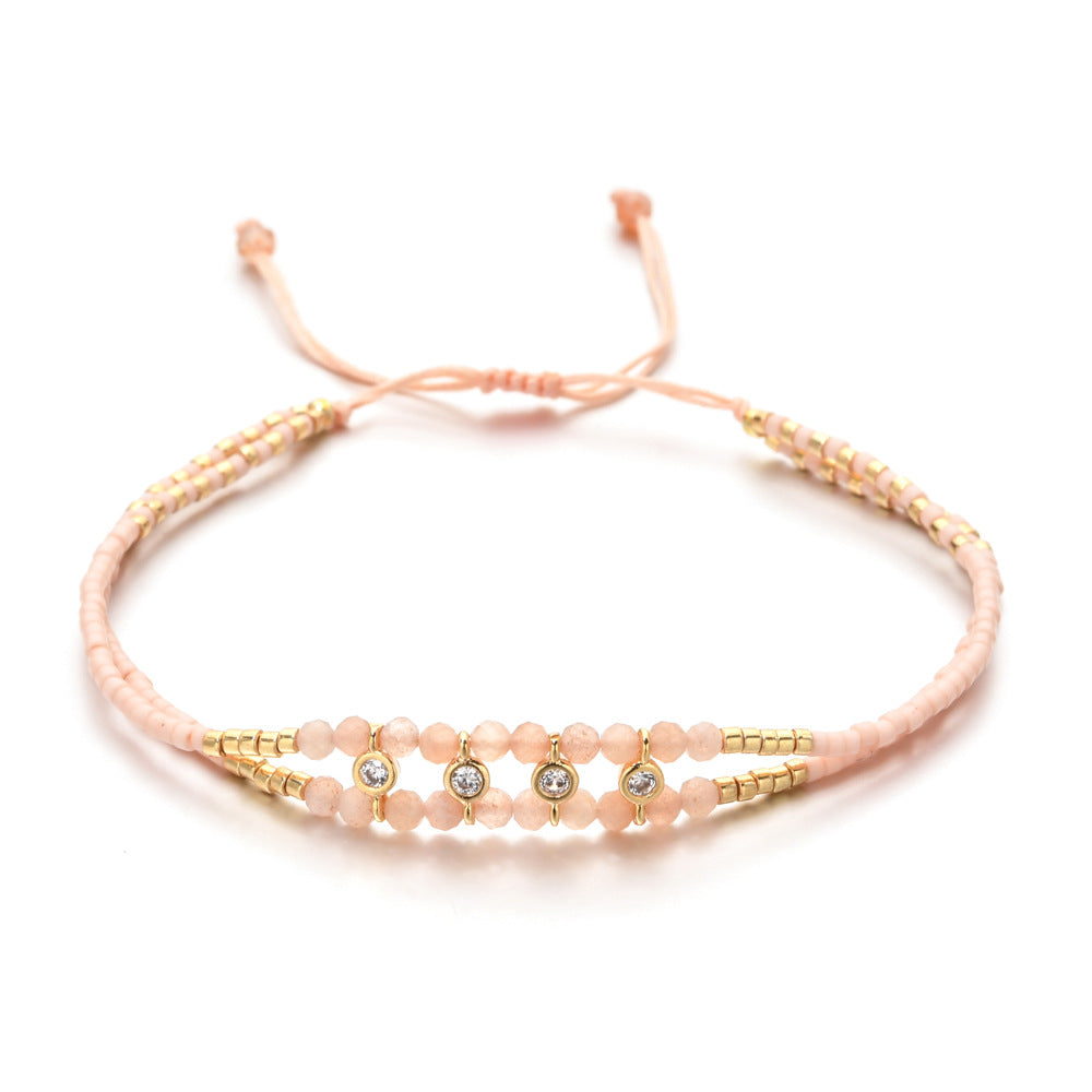 Multi Color Handmade Thread Style Gold Plated CZ Fabric Bracelet Bulk