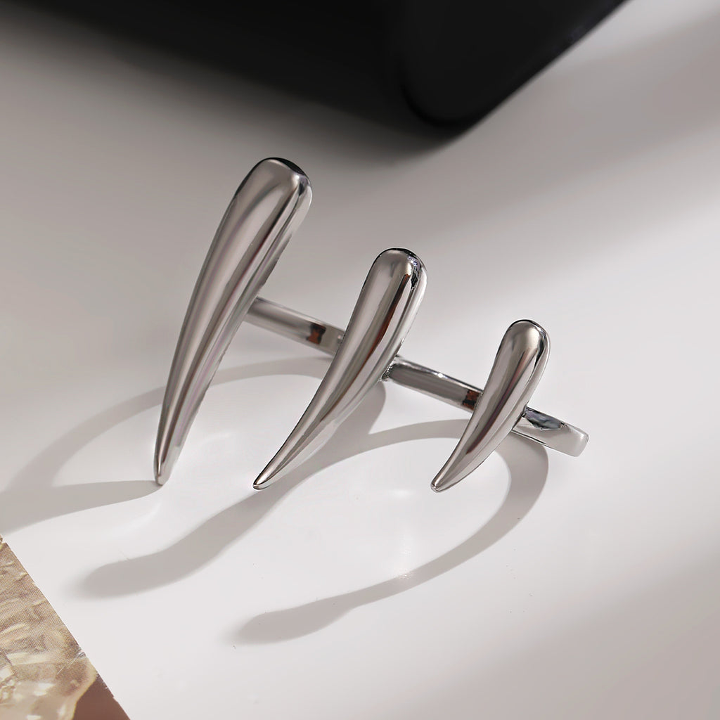Modern Sculptural Spike Silver Plated Plain Alloy Cocktail Ring Bulk