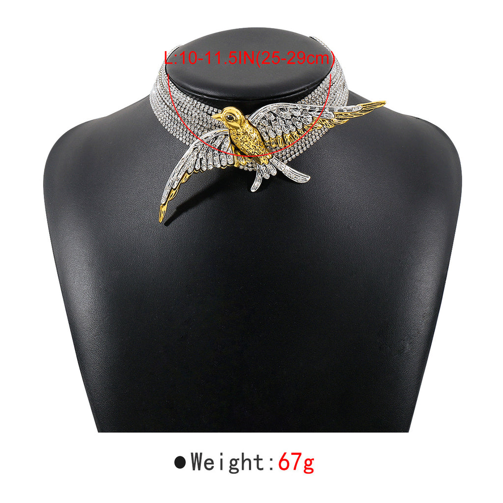 Bird Rhinestone 18K Gold Silver Anti Tarnish Choker Necklace Bulk