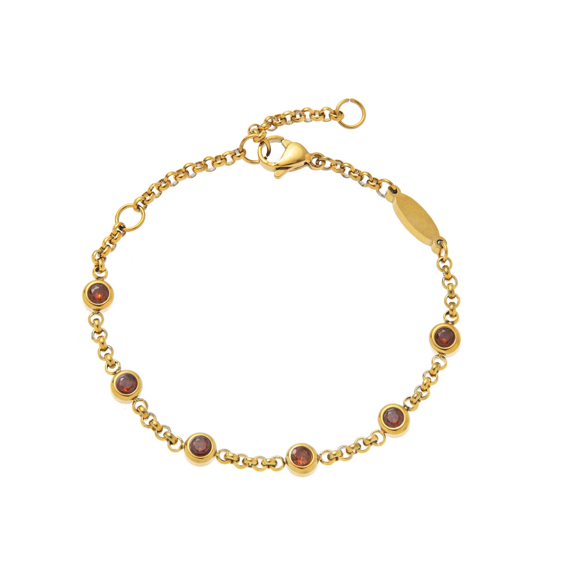 Bulk Multi Twelve Birthstone Gold CZ Stainless Steel Bracelet