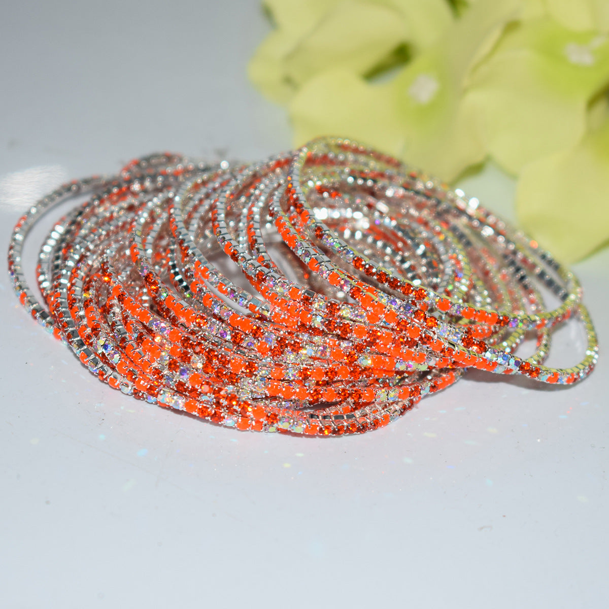 18K Gold Silver Multi Rhinestone Bracelet Bangle Adjustable Women Bulk
