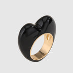 Heart 18K Gold Red Pink Black Enamel Ring For Women Bulk