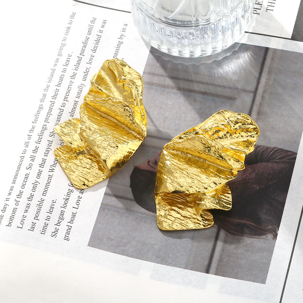 Beaten Finish Joint Leaf Part Gold Anti Tarnish Dangler Earring Bulk