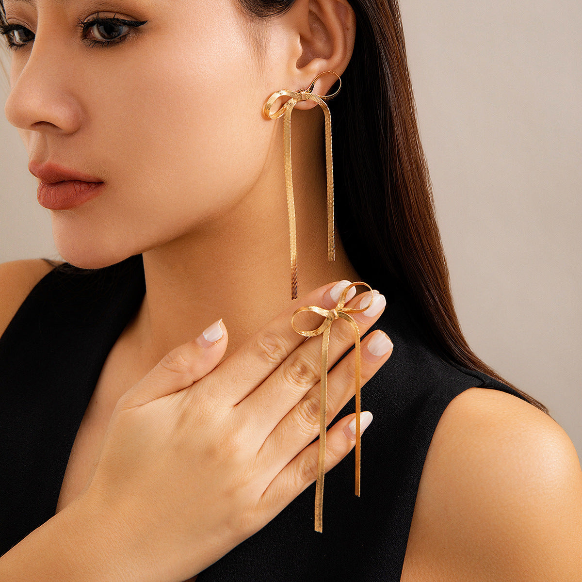 Bow Ribbon Knotted 18K Gold Plated Anti Tarnish Necklace Earring Bracelet Set For women Secondary image