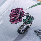 Flower Simulation Red Green Black Anti Tarnish Adjustable Ring Bulk