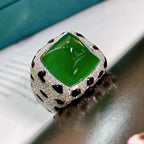 Cushion Cut Green Red CZ Black Silver Anti Tarnish Free Size Ring Bulk