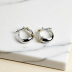 Modern Dual Tone Silver Plated CZ Stainless Steel Hoop Earrings Bulk
