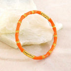 Multi Color Bamboo Style Gold Plated Stainless Steel Bracelet Bulk
