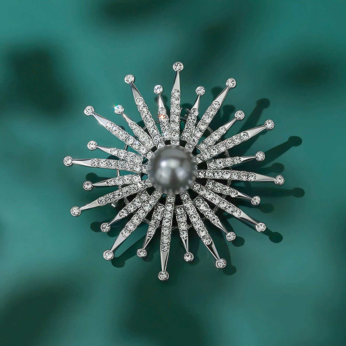 Designer Sunflower Silver Plated CZ Pearl Alloy Brooch For Women Bulk