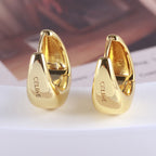 Glossy Oval Crescent 18K Gold Silver Hoop Earring For Women Bulk