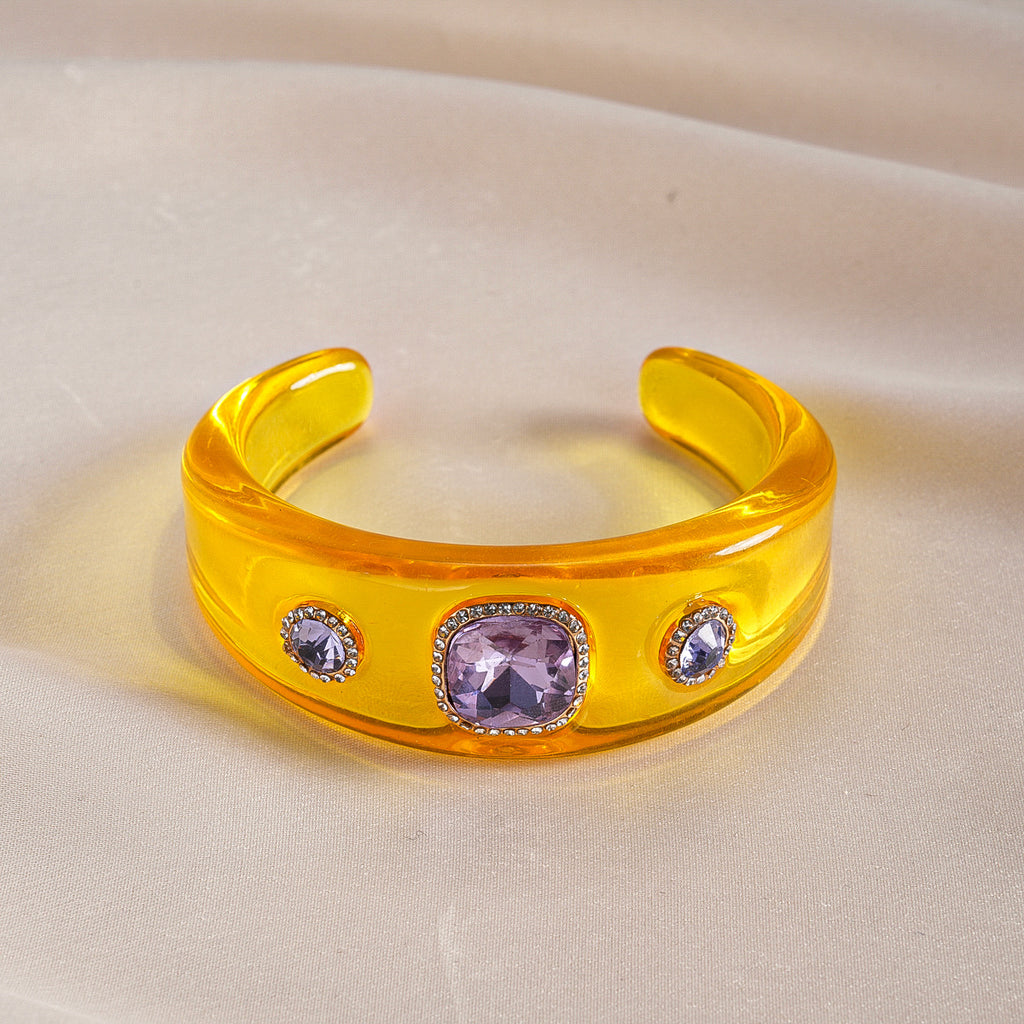 Multi Color Statement Chunky Gold Rhinestone Resin Bangle For Women Bulk