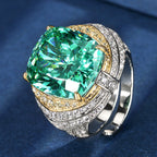 Green Cushion Cut Silver CZ Copper Anti Tarnish Cocktail Ring Wholesale