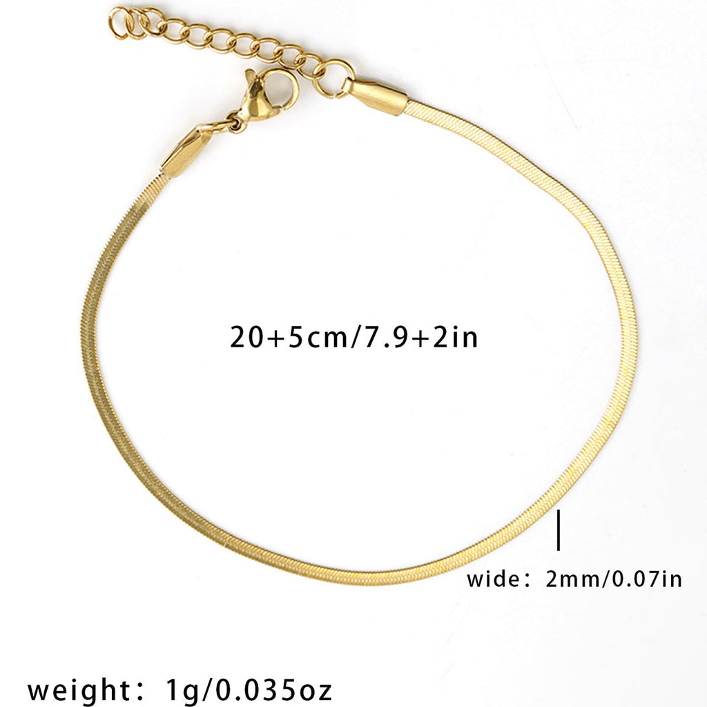 18K Gold Stainless Steel Anti Tarnish Snake Slim Chain Anklet Bulk