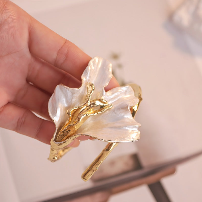 White Baroque Designer Branch Style Gold Pearl Copper Bracelet Bulk