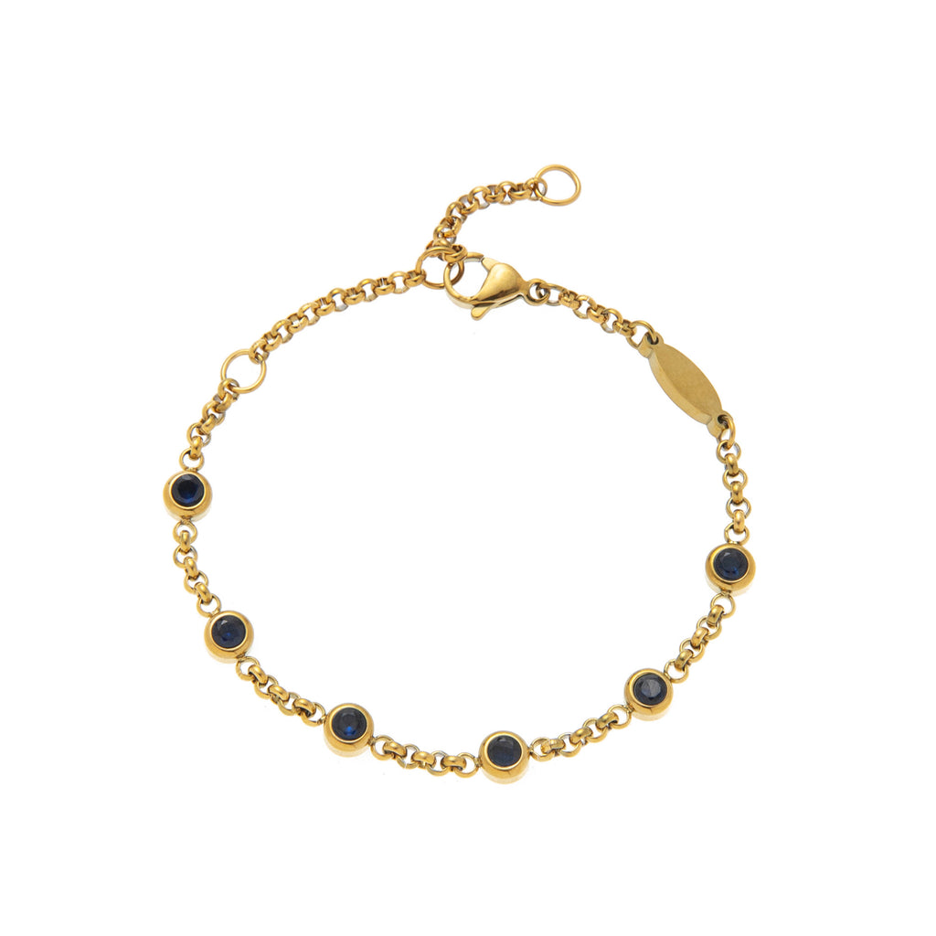 Bulk Multi Twelve Birthstone Gold CZ Stainless Steel Bracelet