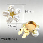 Wholesale White Premium Flower Style Gold Pearl Brass Button Cover