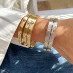 Designer Dual Tone Gold Silver CZ Copper Textured Bracelet Ring Set Bulk